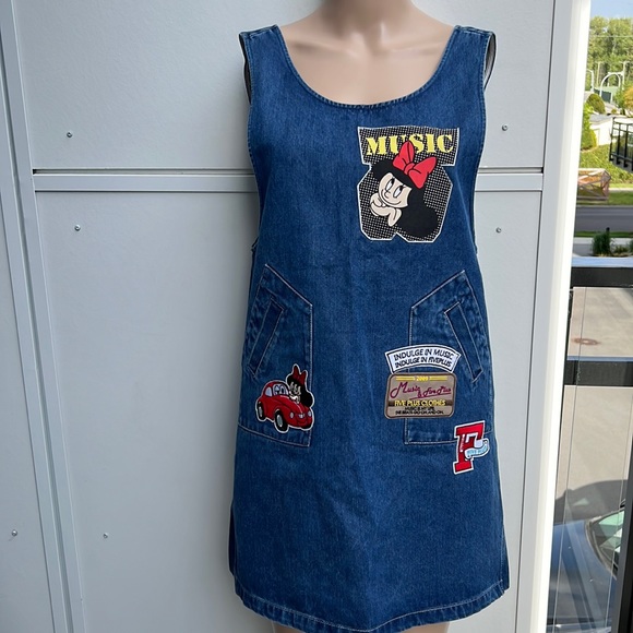 Vintage Embroidered Denim Overall dress size XS